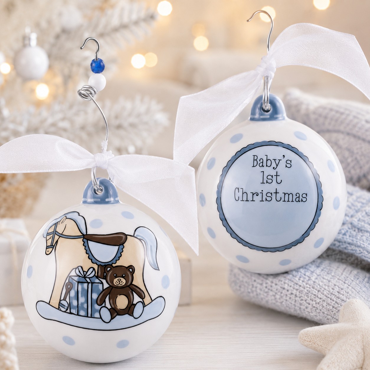 Blue Baby's 1st Rocking Horse Ornament